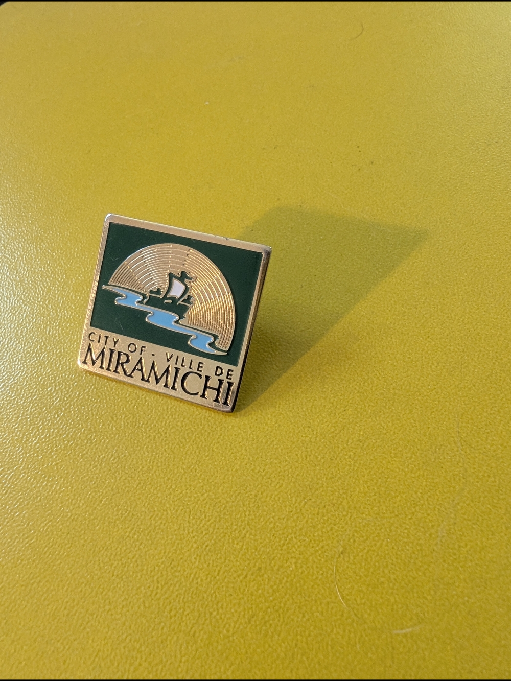 City Of Miramichi - New Brunswick - Canada Enamel Pin - Green & Gold